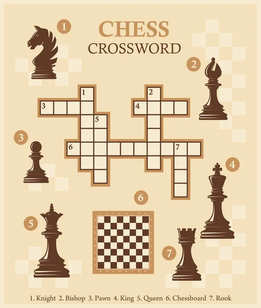 Mots croisés d'échecs avec des morceaux. Quiz. Illustration vectorielle . — Image vectorielle