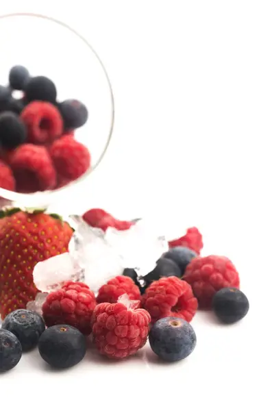 Primer Plano Frambuesas Moras Fresas Congeladas — Foto de Stock