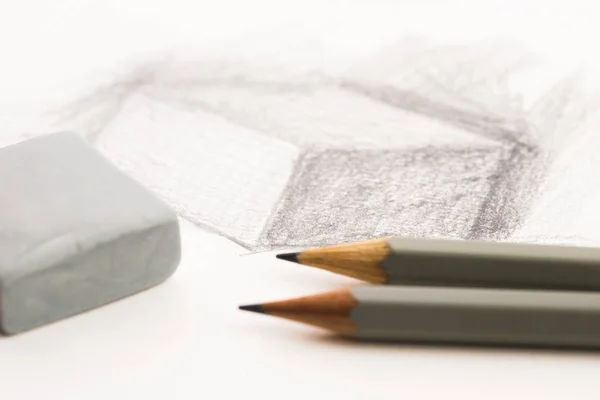 Kağıt Üzerine Kalemle Sanatçı Çizimi — Stok fotoğraf