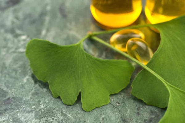 Ginkgo Met Etherische Olie — Stockfoto