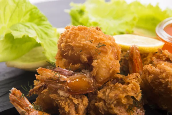 Tiger shrimp fried in Tempura with vegetables