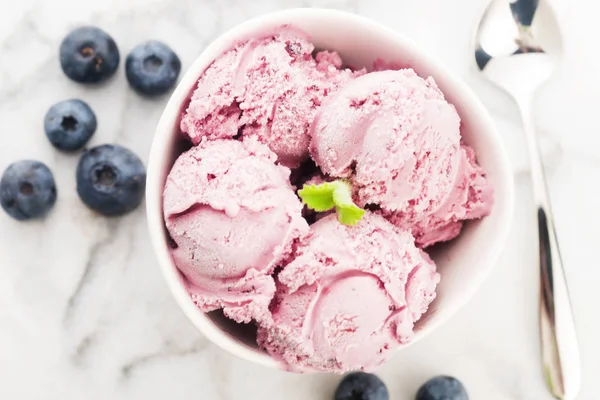 Fruit ice cream with blueberries