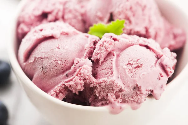 Fruit ice cream with blueberries