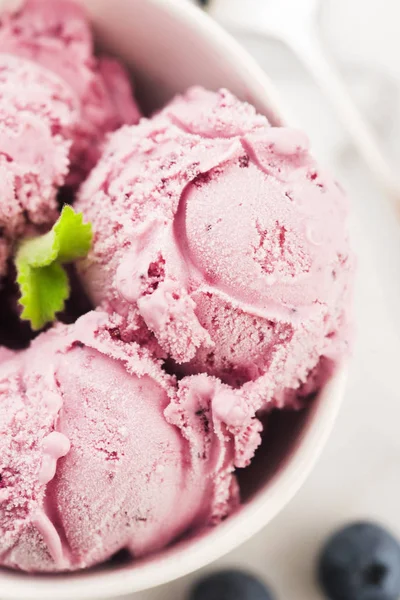 Fruit ice cream with blueberries