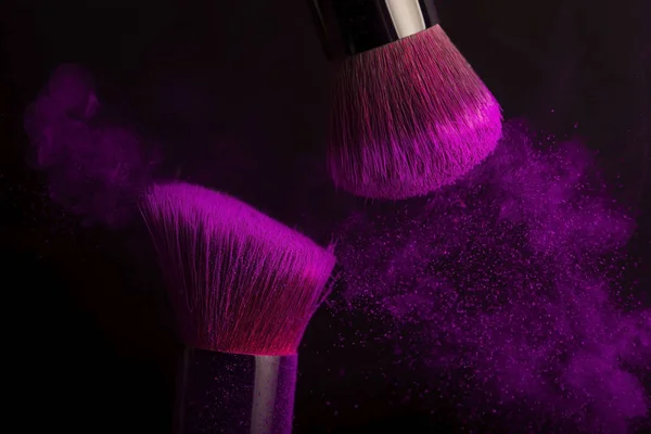 Cepillo Cosméticos Polvo Maquillaje Colorido — Foto de Stock