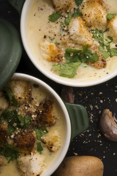 Sopa Alho Com Batatas — Fotografia de Stock