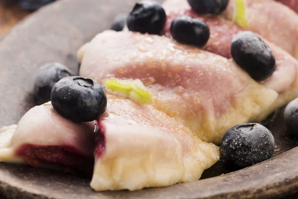 Blueberry dumplings, pierogi — Stock Photo, Image