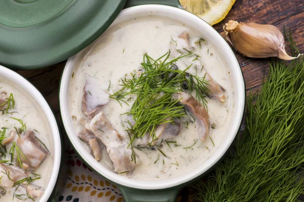 土耳其传统的三文汤；iskembe corbasi和offal汤 — 图库照片