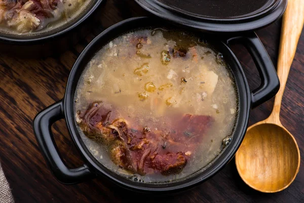 Sopa Couve Com Carne Estilo Agrícola — Fotografia de Stock