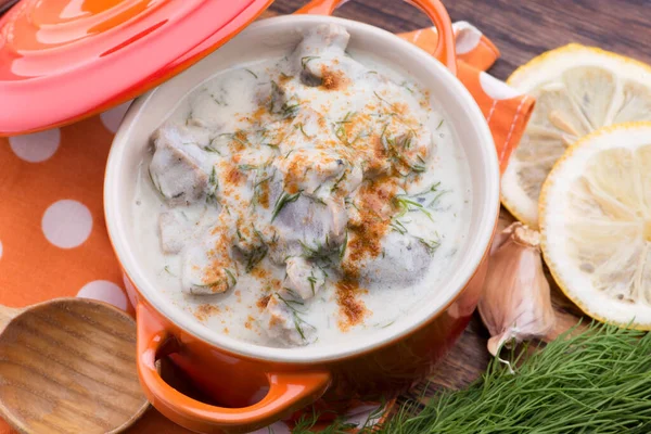 Turkish Traditional Tripe Soup Iskembe Corbasi Offal Soup — Stock Photo, Image