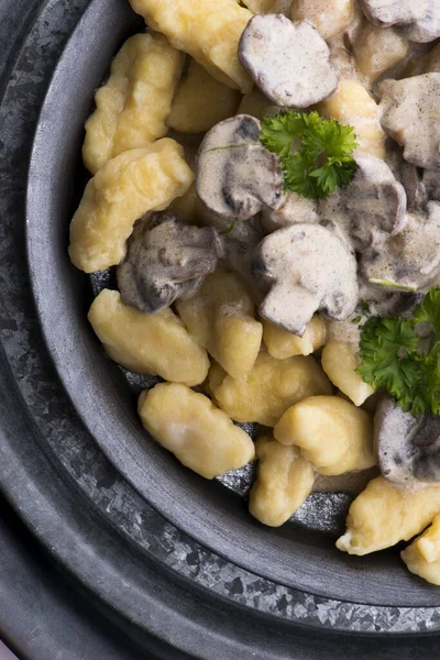 Gnocchi Mushroom Cream Sauce Royalty Free Stock Images