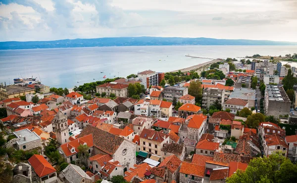 Vista Aérea Del Casco Antiguo Omis Casas Residenciales Croacia — Foto de Stock