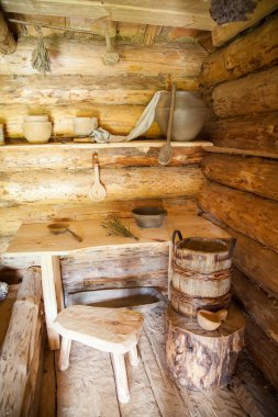 eski köylü günlük kabin iç