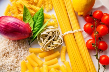 üst görünümü İtalyan gıda maddeleri