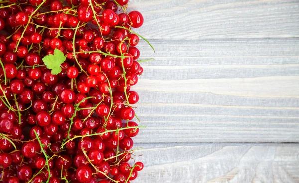 Succosa Ribes Rosso Fresco Uno Sfondo Legno Rustico Primo Piano — Foto Stock