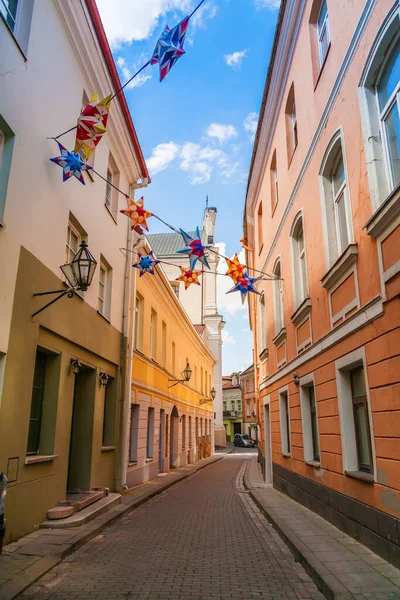 Litvanya Nın Vilnius Kentindeki Eski Stikliu Caddesinde Güzel Boş Bir — Stok fotoğraf