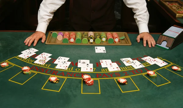 Vista Close Fichas Casino — Fotografia de Stock