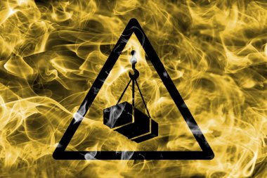 Genel gider yük uyarı tehlike uyarı duman işareti. Üçgen uyarı tehlike işareti, duman arka plan.