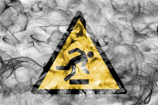 Nebezpečí Úrazu Nebezpečí Varování Kouř Znamení Trojúhelníkový Varování Nebezpečí Znamení — Stock fotografie