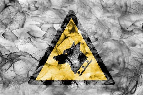 Watchdog Nebezpečí Varování Kouř Znamení Trojúhelníkový Varování Nebezpečí Znamení Kouřové — Stock fotografie