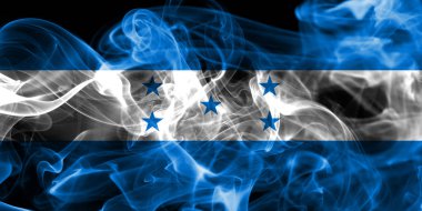 Siyah bir arka plan üzerinde duman Honduras bayrağı 