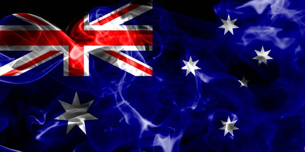 Australie Drapeau Fumée Sur Fond Noir — Photo