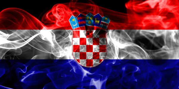 Bandera Humo Croacia Sobre Fondo Negro —  Fotos de Stock