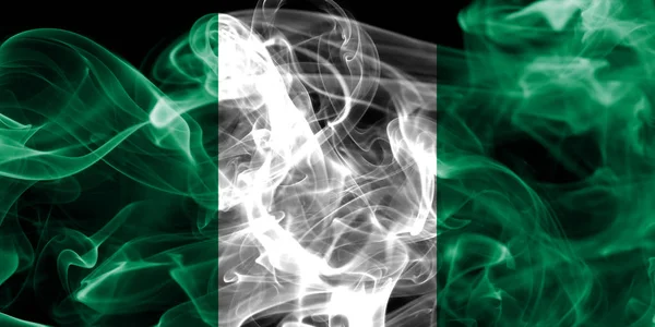 Нигерия Дым Флаг Черном Фоне — стоковое фото