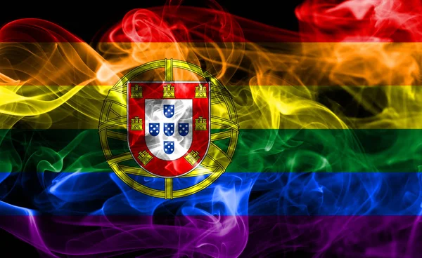 葡萄牙同性恋烟旗 Lgbt葡萄牙国旗 — 图库照片