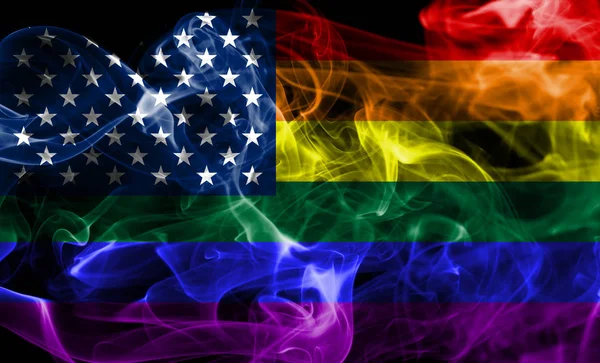 アメリカゲイの煙旗Lgbtアメリカの旗 — ストック写真