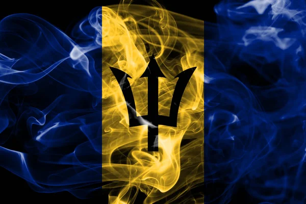 Barbados Rauchfahne Auf Schwarzem Hintergrund — Stockfoto