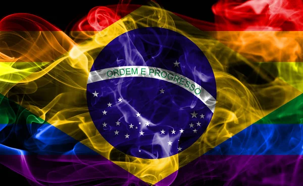 Brezilya Eşcinsel Duman Bayrak Brezilya Bayrağı — Stok fotoğraf