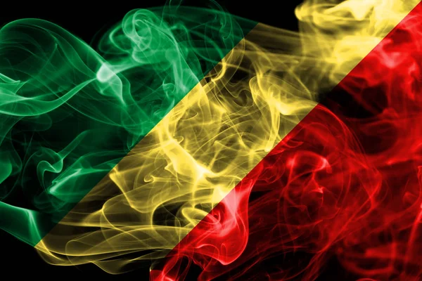 Bandeira Fumaça Congo Fundo Preto — Fotografia de Stock