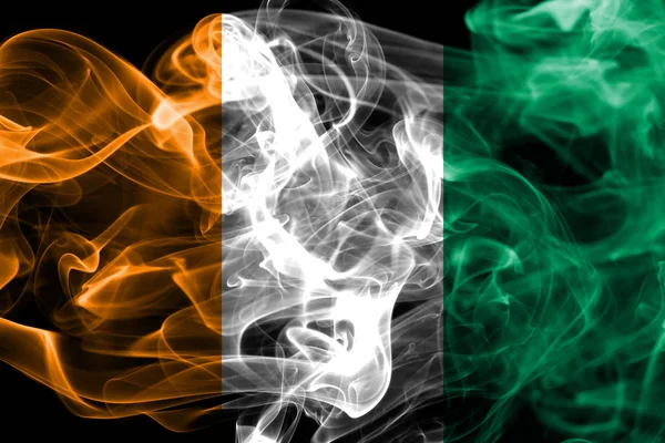 Cote Ivoire Smoke Flag Black Background — Stock Photo, Image