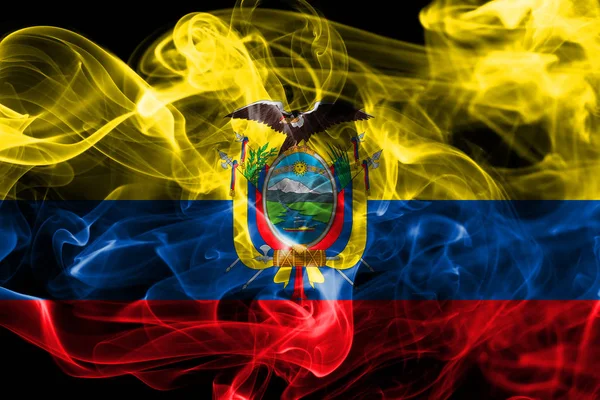 Ecuador Rook Vlag Een Zwarte Achtergrond — Stockfoto