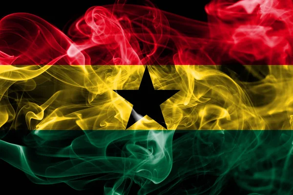 Bandiera Del Fumo Del Ghana Sfondo Nero — Foto Stock