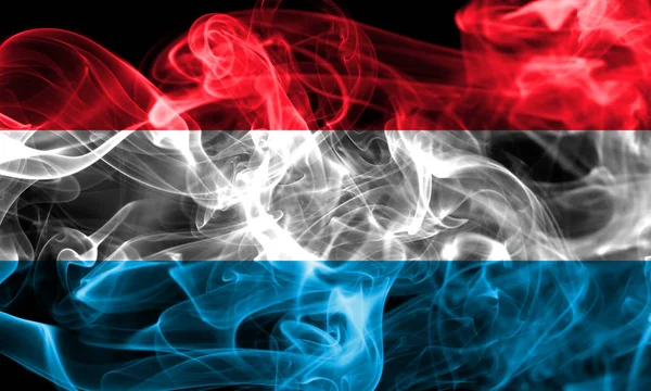 Vlajka Lucemburska Kouře Černém Pozadí — Stock fotografie