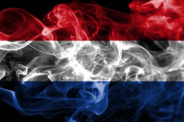 Bandeira Fumaça Holanda Fundo Preto — Fotografia de Stock