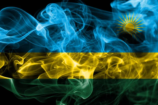 Ruandas Rauchfahne Auf Schwarzem Hintergrund — Stockfoto