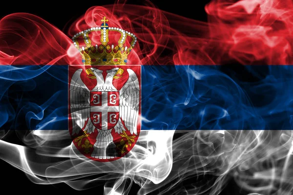 Bandera Humo Serbia Sobre Fondo Negro —  Fotos de Stock