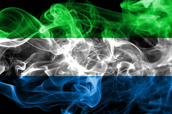 Bandera Humo Sierra Leona Sobre Fondo Negro —  Fotos de Stock