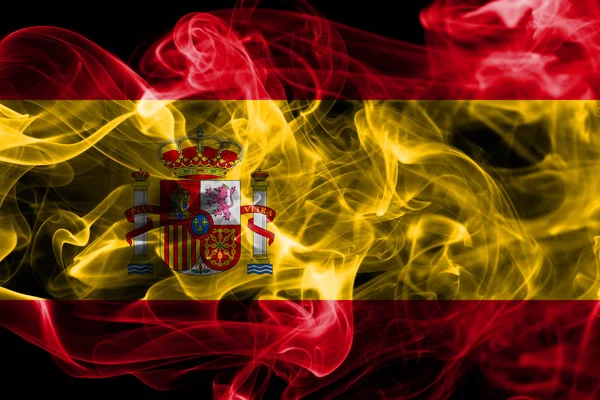 Spanien Rök Flagga Svart Bakgrund — Stockfoto