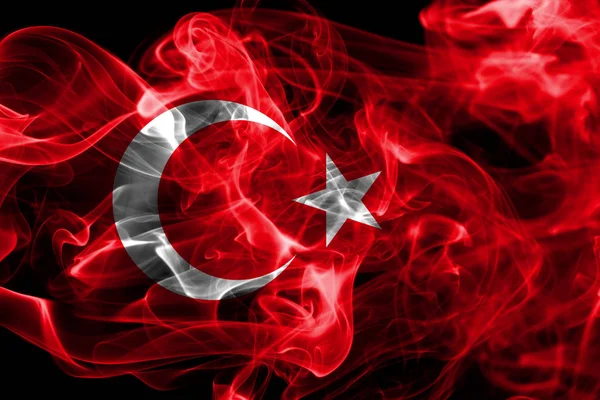 Turquia Fumaça Bandeira Fundo Preto — Fotografia de Stock