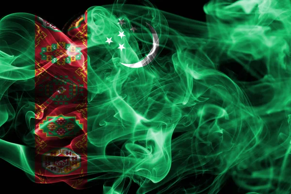 Turkmenistán Bandera Humo Estado Soberano Asia Central —  Fotos de Stock