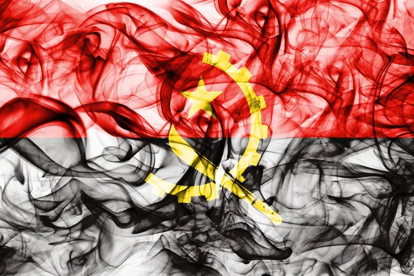 Angola Smoke Flag Auf Weißem Hintergrund — Stockfoto