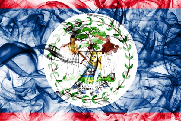 Belize Bandiera Fumo Uno Sfondo Bianco — Foto Stock