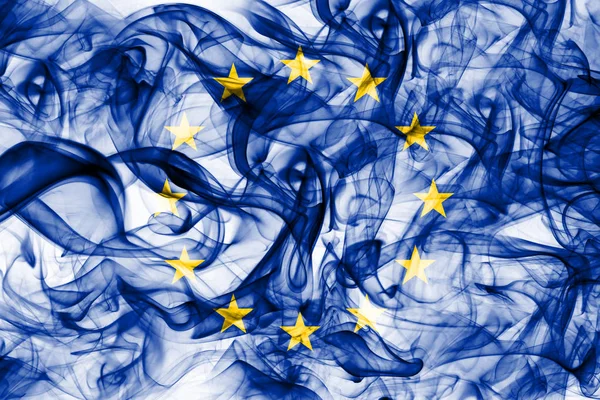 Rökfana Europeiska Unionens Flagga — Stockfoto