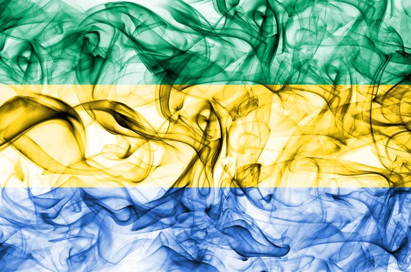 Gabon Rauchfahne Auf Weißem Hintergrund — Stockfoto