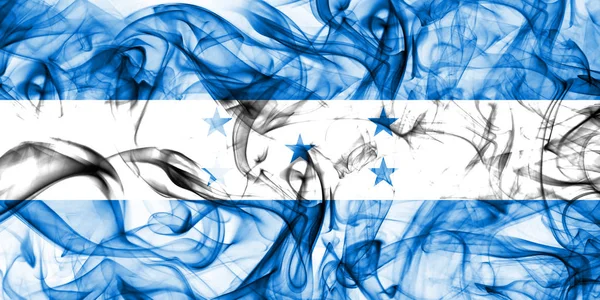 Ονδούρα Καπνού Σημαία Λευκό Φόντο — Φωτογραφία Αρχείου