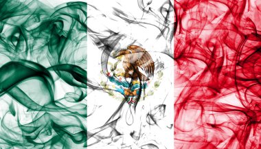 Beyaz bir arka plan üzerinde duman Meksika bayrağı 